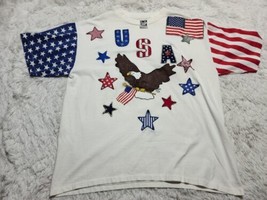 DIY USA XL Eagle Map T-Shirt Single Stitch Flag Sleeves LA Sportswear Patriotic  - £6.02 GBP