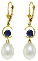 Galaxy Gold GG 14k Gold Dangle Earrings with Natural Sapphires and Pearls - £346.11 GBP