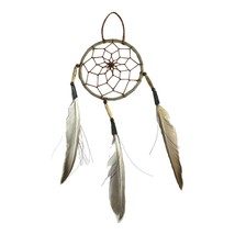 Handcrafted Dreamcatcher With Feathers 4&quot; Diameter Southwest Real Boho Decor - $18.69