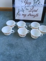 7 Pyrex Corning Ware Harvest Home Golden Wheat Berrys Coffee Cups 1970&#39;s - £12.58 GBP