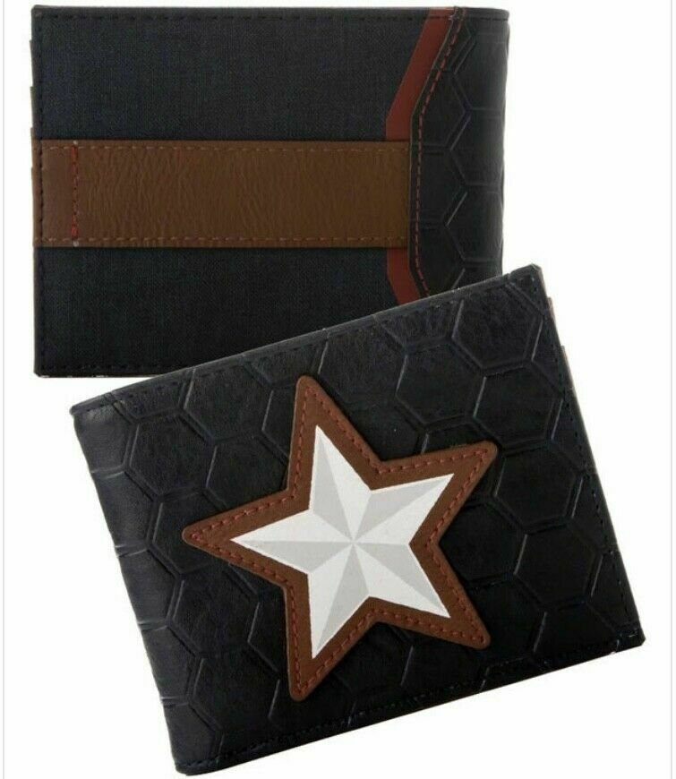 Primary image for Marvel Captain America Star Logo Blue PU Faux Leather Bifold Wallet NEW