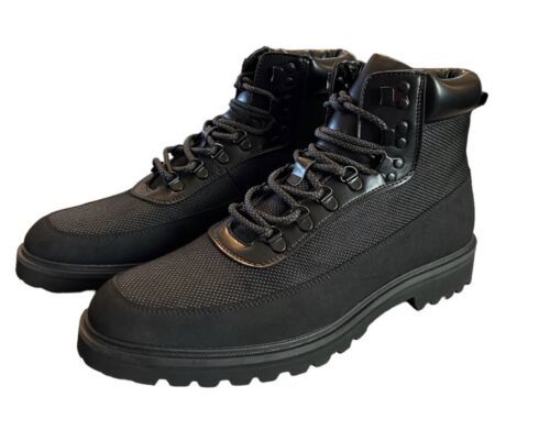 Primary image for Kenneth Cole Reaction Mens Klay Lug Black Combat Work Dress Casual Boots New