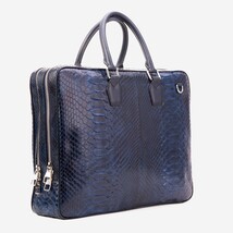 The Cortona Navy Blue Python Leather Men’s Laptop Briefcase image 6