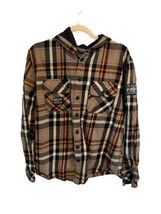 HOWITZER Mens Hooded Long-Sleeve Flannel Shirt WE THE PEOPLE Brown Plaid M - £24.92 GBP
