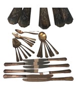 Vtg Wm A Rogers Oneida 22 Pieces Silver Plated Flatware knives forks spoons - $1,448.54 MXN