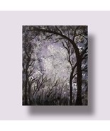 Fantasy Forest Original Painting on canvas, 8X10&quot; Mystic Winter scene Wa... - £40.06 GBP