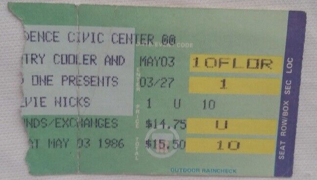 STEVIE NICKS - VINTAGE MAY 03, 1986 CONCERT TICKET STUB - $10.00