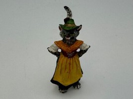 Fritz Bermann Wiener Austrian Cold Painted Bronze Cat Lady with Dress &amp; Feather - £74.78 GBP