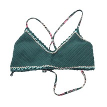 Xhilaration Bikini Top Crochet Lace Up Removable Cups Green L - £3.98 GBP