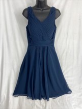 Azazie Women&#39;s Blue A-Line Dress Formal Cocktail Short Polyester Lined S... - £12.93 GBP