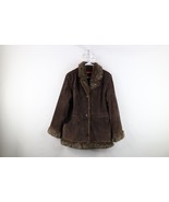 Vtg 90s Y2K Babydoll Womens L Suede Leather Plush Pennylane Button Jacke... - $162.41 CAD