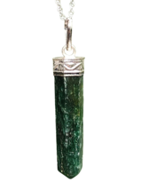 Natural Green Mica Muscovite Pendant Crystal 18&quot; Chain Real Gemstone Jewellery - £9.95 GBP