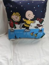 Peanuts Holiday Throw Pillow Ice Skating Throw Pillow Snoopy Charlie Brown - £27.39 GBP