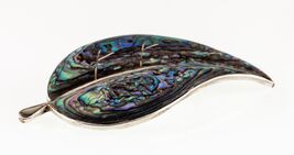 Mexico Sterling Silver Abalone Inlay Brooch Gorgeous - $234.43