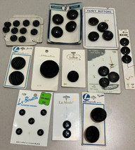 Sewing Buttons Black Round Mixed Cards Basic and Fashion Styles Lot of 11  - $10.86