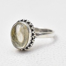 Dorado Rutilado Cuarzo 925 Plata de Ley Hecho a Mano Oxidado Anillo Mujeres - £37.55 GBP