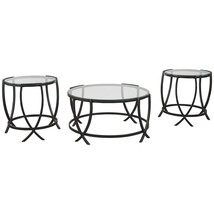 Signature Design by Ashley Tarrin Contemporary Glass Top Round 3-Piece Table Set - £352.85 GBP