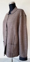 Eileen Fisher Brown Merino Wool Double Knit Felt Collar Shaped Jacket - Size M - £53.11 GBP