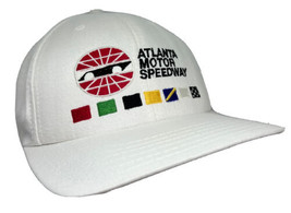 Vintage Atlanta Motor Speedway Hat Cap Snap Back White Racing American N... - $19.79
