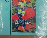 Welcome Butterfly Red Flowers Small Garden Porch Flag 12.5&quot; X 18&quot; - $8.00