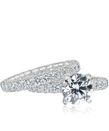 Platinum GIA Certified 6.48 TCW Round Diamond Wedding Rings Set - £18,161.09 GBP