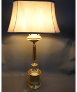 Vintage Gilt Brass Neoclassical Table Lamp – Double Socket – Fabric Shad... - $4,629.54 MXN