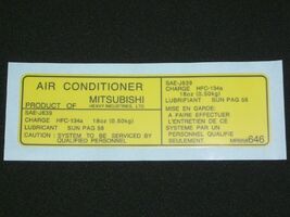 2003-2019 MITSUBISHI LANCER A/C REFRIDGERANT CAUTION LABLE P/N MR958646 ... - $299.46 MXN