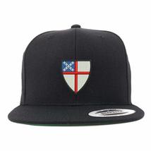Trendy Apparel Shop Episcopal Shield Structured Flatbill Snapback Cap - Black - £20.14 GBP
