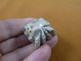 Y-SPI-5) little gray white TARANTULA spider gem stone figurine SOAPSTONE... - $8.59