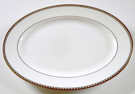 Lenox Beaded Majesty Oval Serving Platter 13&quot; Enamel Dots &amp; Gold Trim New - $68.90