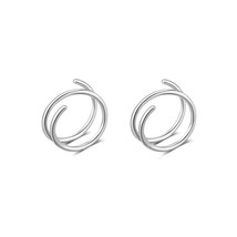 1 Pair Stainless Steel Double Nose Hoop Ring Silver Color Spiral Nose Hoop Set f - £10.24 GBP