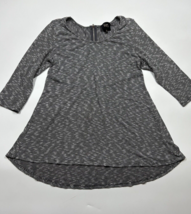 W5 Womens Size S Gray Striped Scoop Neck Swing Blouse 3/4 Sleeve Knit - £12.66 GBP