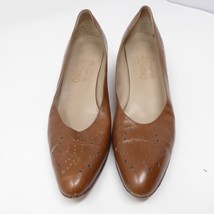 Salvatore Ferragamo Women Shoes 6.5 AAAA Brown Heels Pumps Leather Italy Oxford - £39.06 GBP