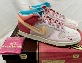 Nike Dunk Mid x Social Status Free Lunch Strawberry Milk Shoes DJ1173-600 Size 8 - £124.59 GBP