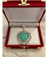Silvertone Emerald Doublet Heart Pendant Necklace  - $95.67 CAD