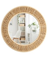 25.5” Round Rattan Mirror | Boho Wall Decor by Barnyard Designs - $149.95