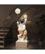 interoknack Luxury Life-Size Astronaut Floor Sculpture with LED Moon Lam... - $18,466.17 MXN