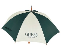 Vintage GUESS WATCH Umbrella Large Golf Size Green and Beige - $64.79