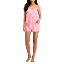 INC Lace-Trim Cami and Shorts Pajama Set, Pink Gemstone - £14.25 GBP