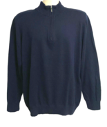 LL Bean Mens Navy Blue 1/4 Zip Cashmere Blend Pullover Sweater Large Str... - £23.21 GBP