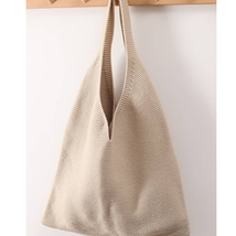 Knitted Fabric Solid Color Mini Handbag Beige - £19.61 GBP