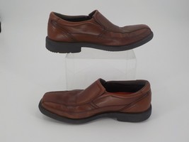 Rockport Shoes Mens Size 12 Brown Leather Slip On Walkability SL2 Light Flexible - £15.43 GBP