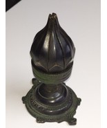 Antique Bronze Candle Holder Opens and Folds as Lotus Flower Tortoise Base 11 cm - $151.80