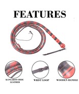 Biker Whip Motorcycle Get Back 8ft Leather Whip for Handlebar Black Unis... - $79.46