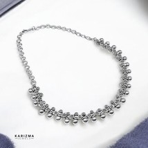 Real Silver handmade Charming Oxidized Floral Beaded Women&#39;s Necklace 18&quot; - $110.06