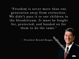 Famous President Quote Reagan &quot;Freedom Is Always Close To Fail&quot; Publicity Photo - £4.79 GBP