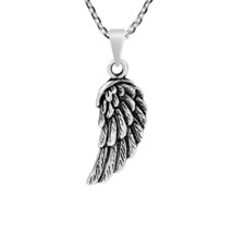Celestial Guardian Angel Wing Detailed Sterling Silver Pendant Necklace - £15.61 GBP