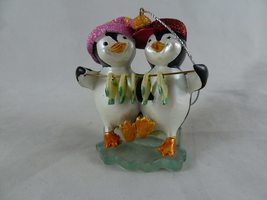 Danbury Mint Playful Penguins Collection Ornament Two Penguins Fishing - $14.84