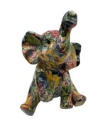 LaVie Elephant Ceramic Fruits Flowers Figurine 7” Colorful Decorative Art - £19.57 GBP