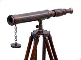 30" Nautical Telescope With Wooden Tripod Stand Vintage Spyglass For Home Decor - £80.70 GBP
